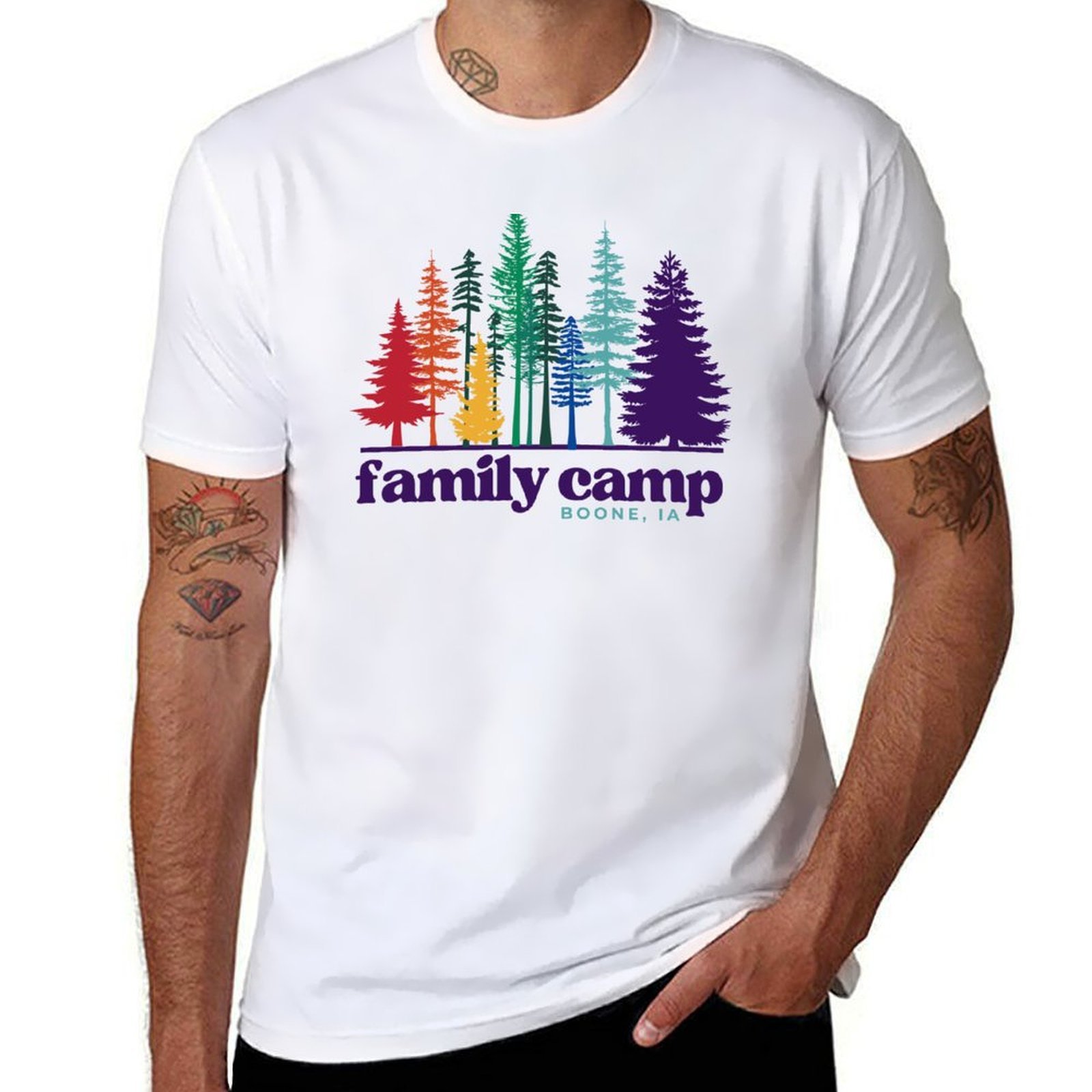 Family Camp Rainbow Trees T-Sh - Family Tree Print บทวิจารณ์และราคา