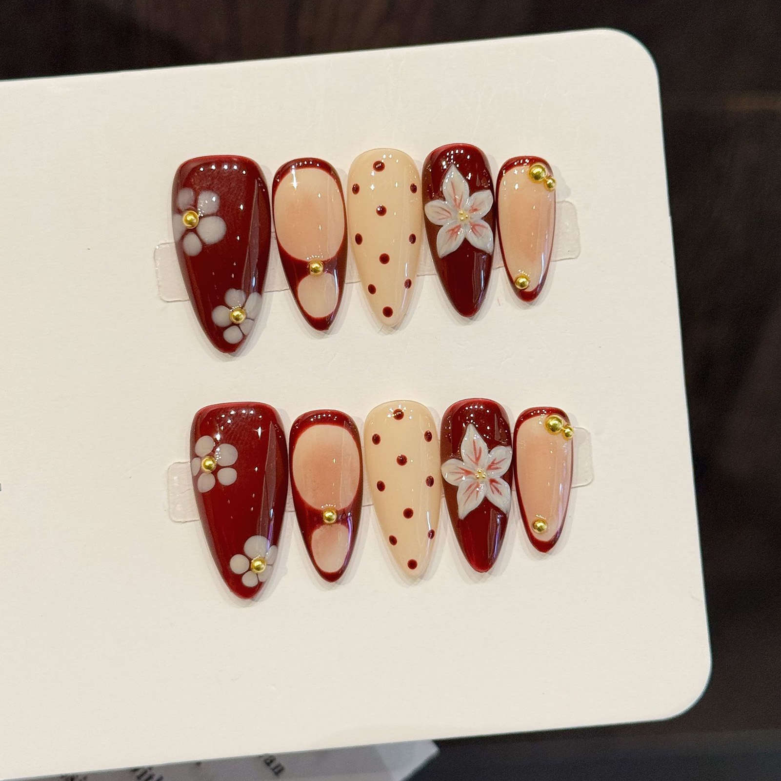 10pcs Handmade Wine Red French - Pressed Flower Art บทวิจารณ์และราคา
