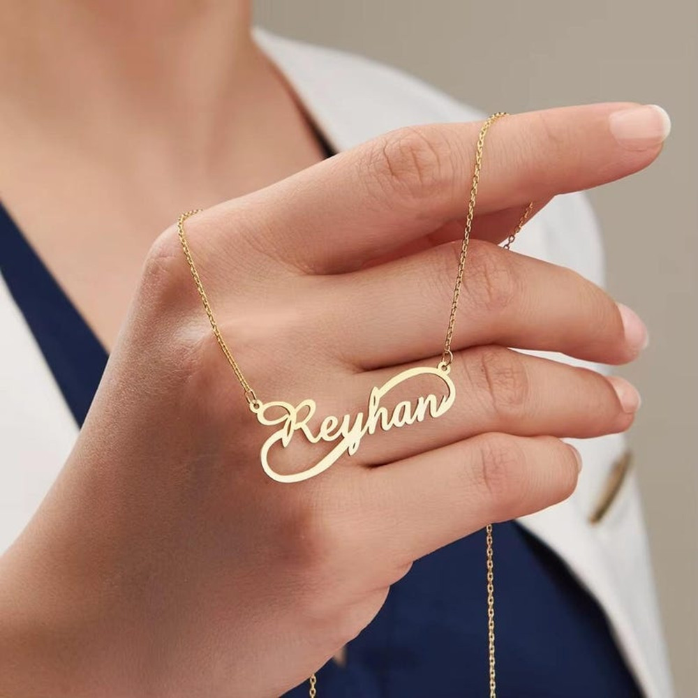 Custom Infinity Name Necklace  - Birth Flower Necklace บทวิจารณ์และราคา