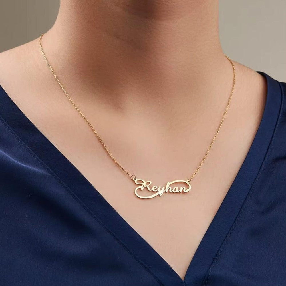 Custom Infinity Name Necklace  - Birth Flower Necklace บทวิจารณ์และราคา