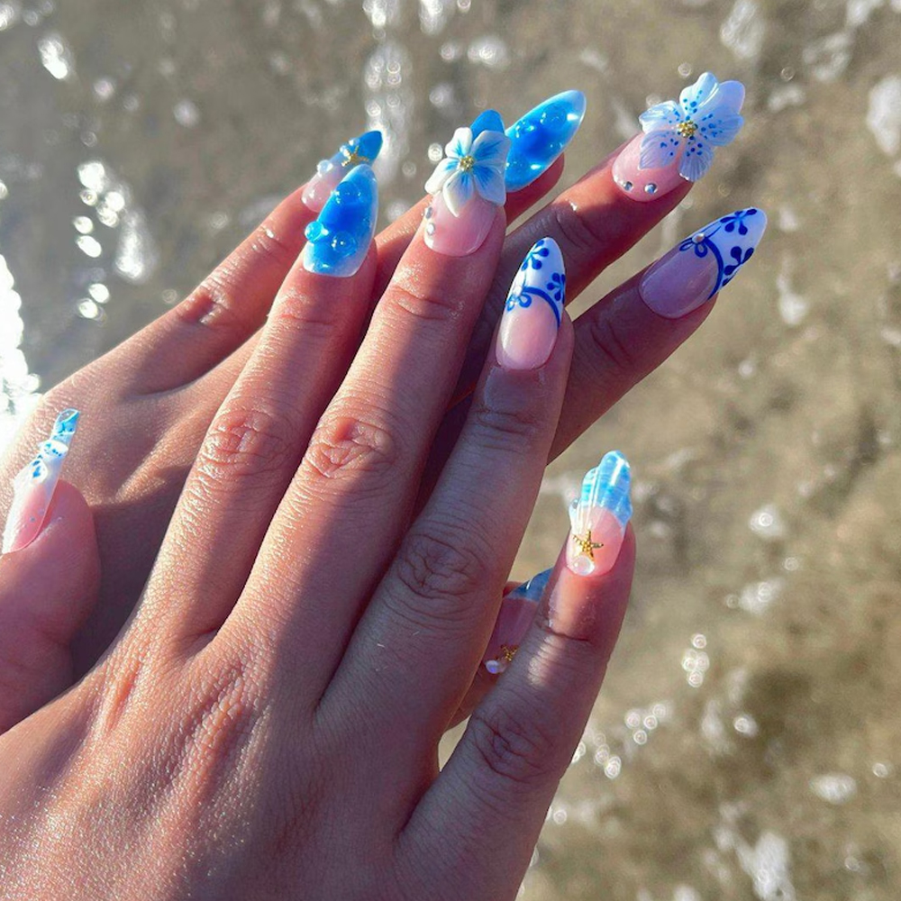 10pcs French Gradient Blue Wit - Pressed Flower Art บทวิจารณ์และราคา