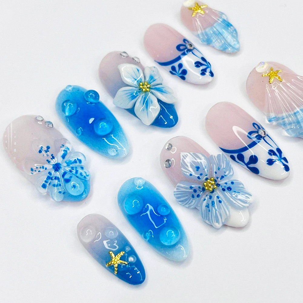 10pcs French Gradient Blue Wit - Pressed Flower Art บทวิจารณ์และราคา