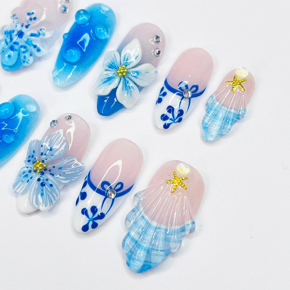 10pcs French Gradient Blue Wit - Pressed Flower Art บทวิจารณ์และราคา