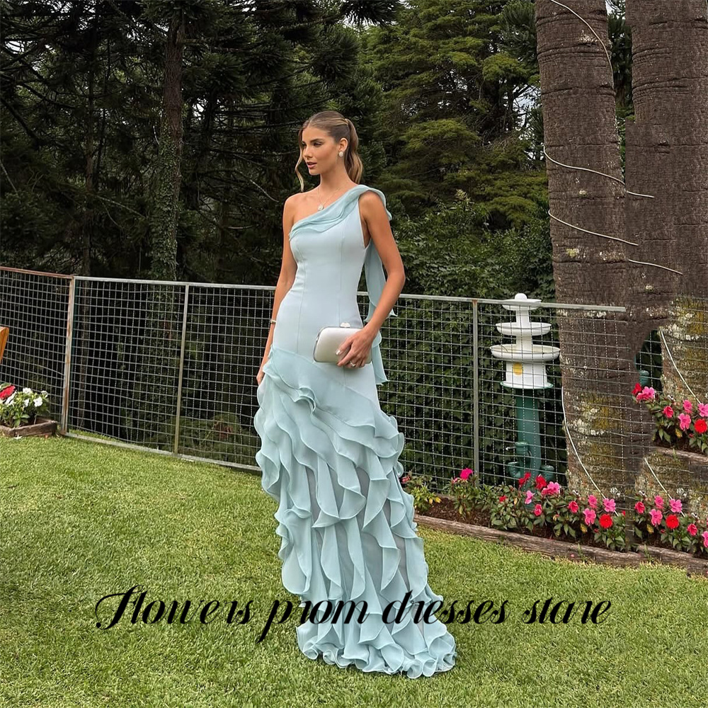 Flowers Sky Blue Party Dress L - Custom Night Sky บทวิจารณ์และราคา