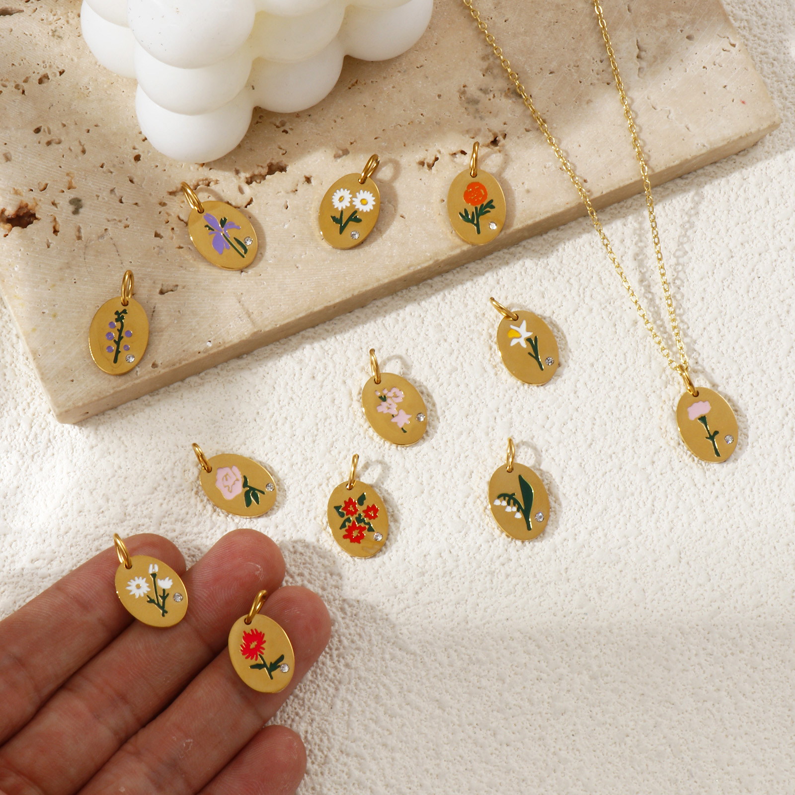 1 Piece 304 Stainless Steel Bi - Birth Flower Necklace บทวิจารณ์และราคา