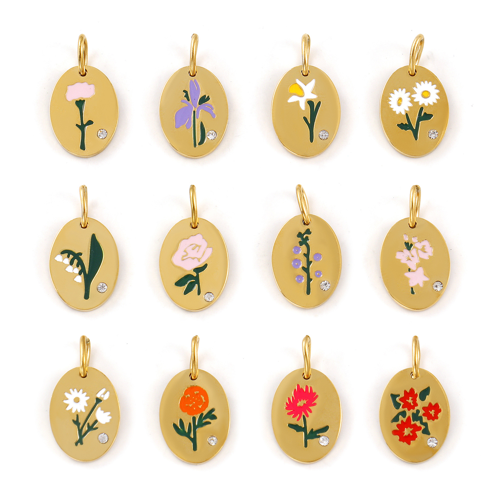 1 Piece 304 Stainless Steel Bi - Birth Flower Necklace บทวิจารณ์และราคา